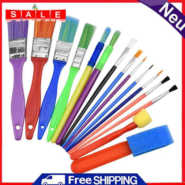 15pcs Paint Brush Set Kids Colorful Oil Painting DIY Brushes Paints Doodle Tools