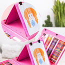 Kids Colored Crayon Watercolors Pens Drawing Set (208pcs with Board Pink)