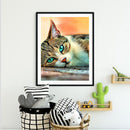 11CT DIY Lazy Cat Pattern Cross Stitch Kits Stamped Full Embroidery Decor Set