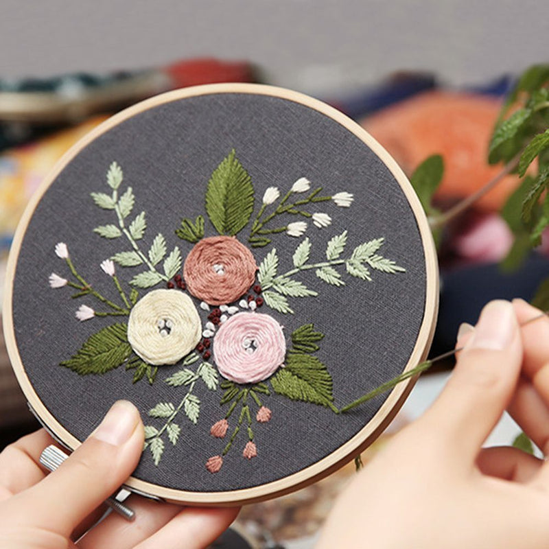 Embroidery Cross Stitch Kit Plant Flower Embroidery Set Needlework Tools