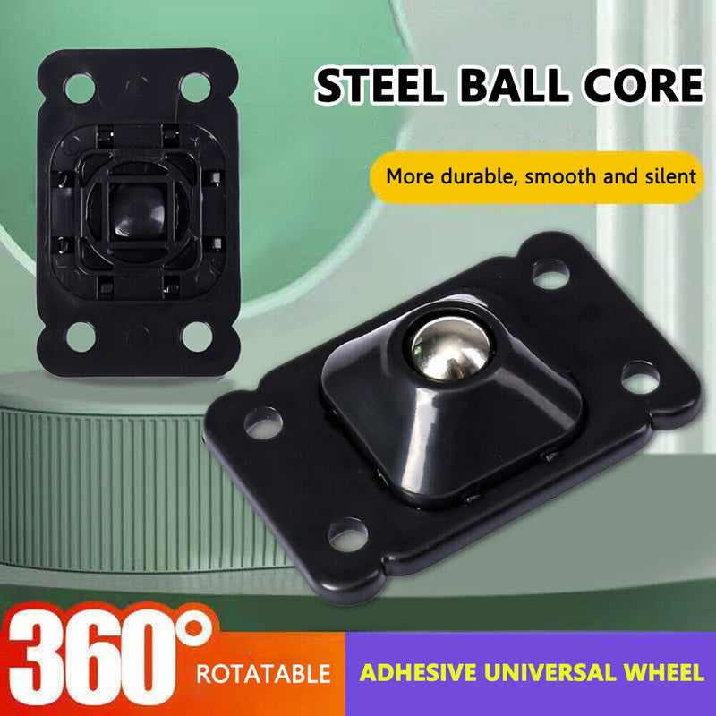 4pcs Stainless Steel Self-Adhesive Universal Pulley Caster Pulleys (Black) Newly