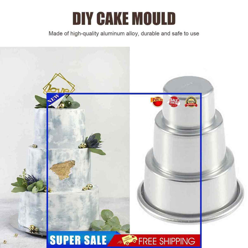 Aluminum Alloy DIY Cake Mold Three-layer Baking Mold for Homemade Cake Tools