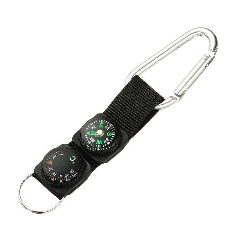 W Keychain Mini Carabiner Hanger Key Ring Compass Thermometer Carabiner
