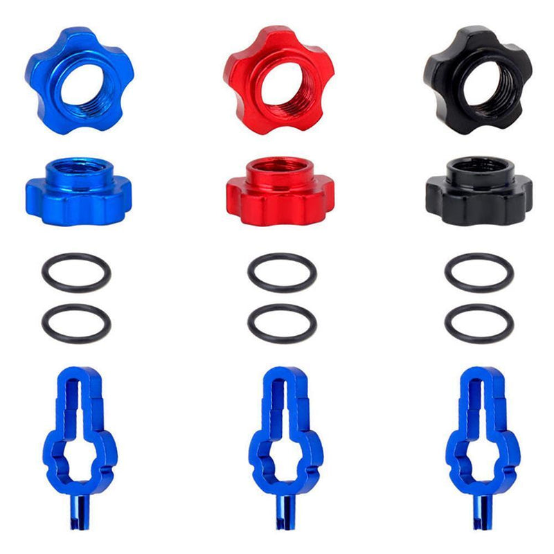 VXM 2pcs/Set MTB Bike Schrader Presta Valve Wheel Converter Nut Rim (Red)