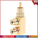 Gun Shape RCA 1 Male to 2 Female AV Audio Video Splitter Adapter Connector