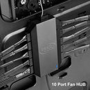 FH-10 10 Ports Fan HUB 3Pin/4Pin PWM Splitter Adapter 12V SATA Power Supply