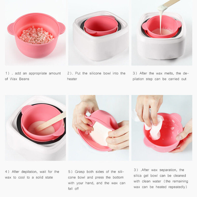 400ml Silicone Wax Warmer Bowl Hair Remove Waxing Heat-resisting Pot (Pink)