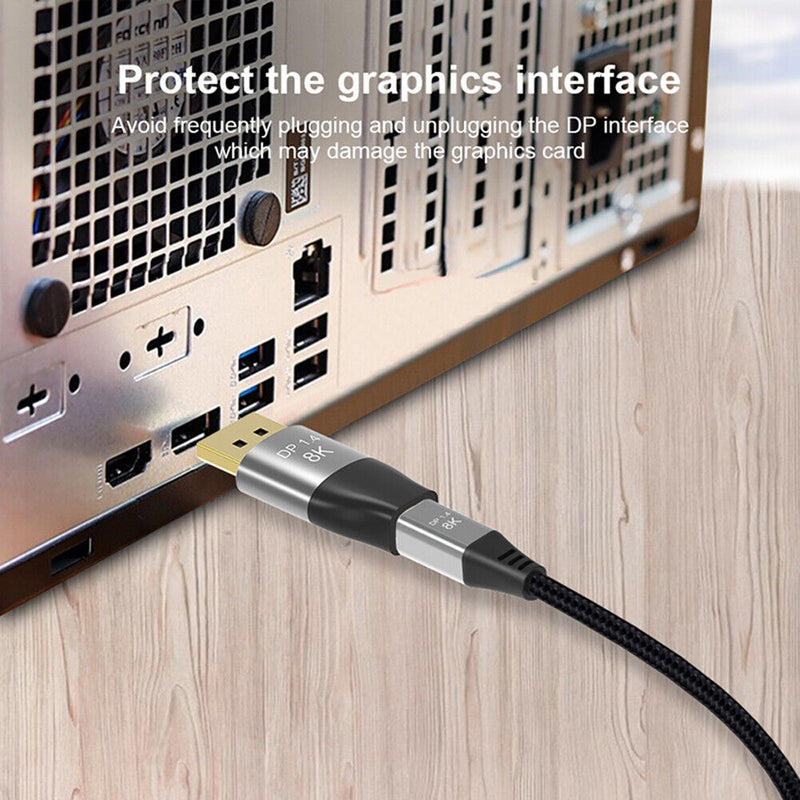 8K 60Hz Mini DP to DP Adapter 4K 144Hz Bi-Directional Male to Female Converter