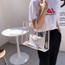 Retro Women Clear Composite Bags Shoulder Bag Pure Color Handbags (White)