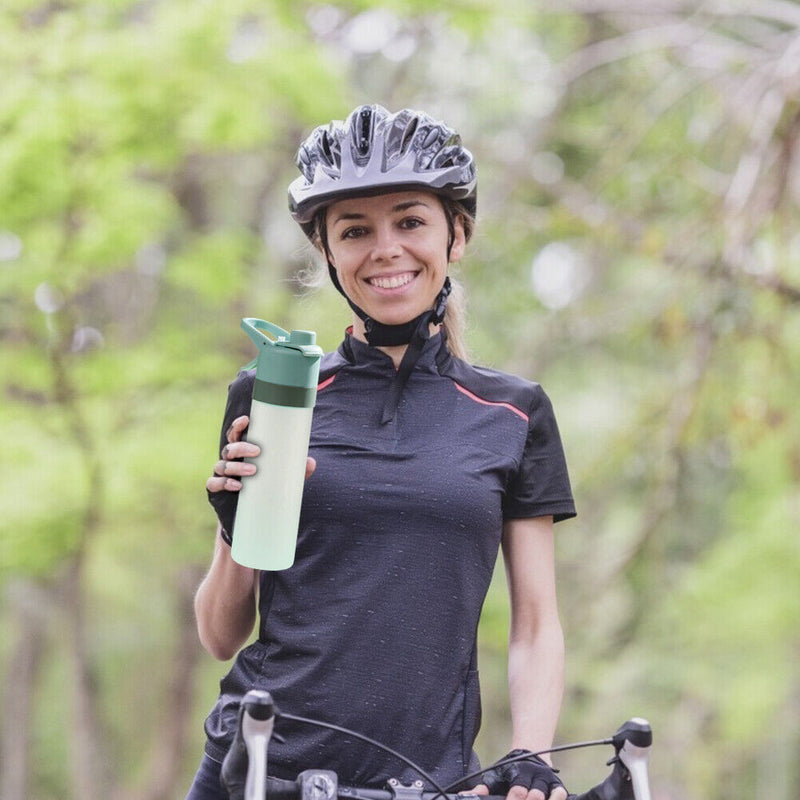 650ML Spray Water Bottle with Handle Plastic PC Frosted Space Cup (Green) Newly