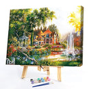 50x40cm Fountain Villa Frameless Picture Oil Paint By Numbers Painted Picture