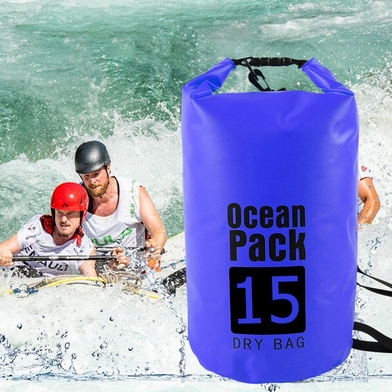 Waterproof Dry Bag Pack Sack Swimming Kayaking Trekking (15L Dark Blue)