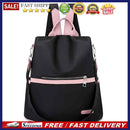 Retro Women Oxford Cloth Hit Color Anti-theft Backpacks Shoulder Crossbody Bag