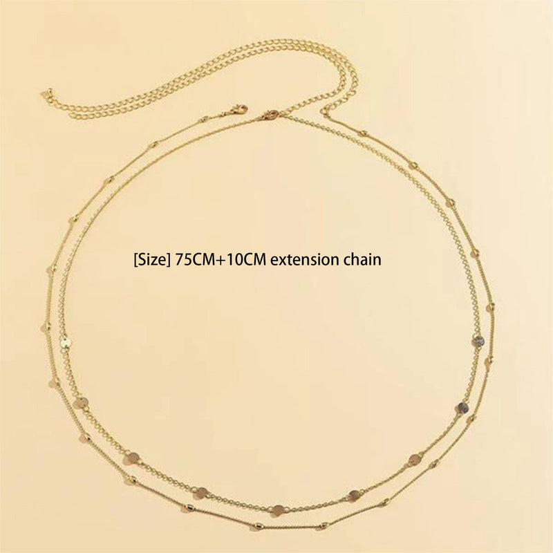 Women Fashion Bikini Shiny Trendy Double Layer Multi Chain Sequins Belly Chain
