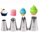 4Pc Large Flower  Icing Piping Nozzle Russian Pastry Tips Baking Mold Cake Decor