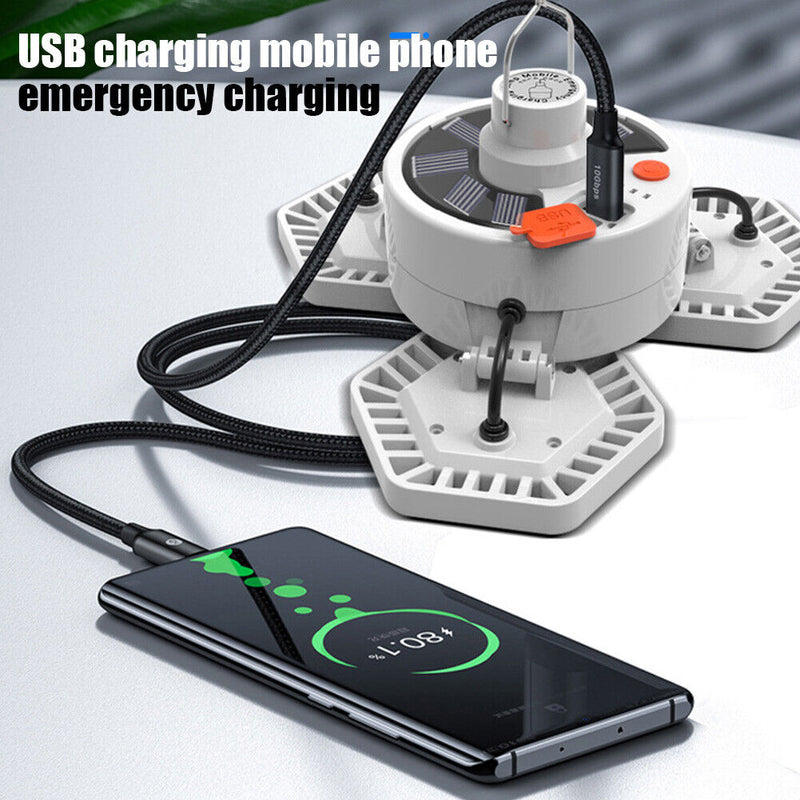 3-Sided Stable Camping Light, Rechargeable USB Emergency Lamp with Hook for d