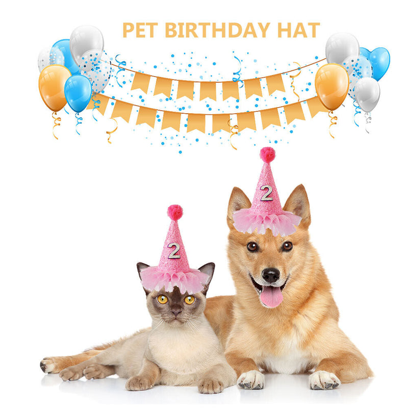 Pet Birthday Caps Headwear Hat Costume with Number Pets Accessories Supplies