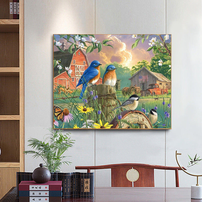 #A Railing Bird Oil Paint By Numbers Kit DIY Acrylic Painting on Canvas Frameles