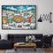 Town Snow Scene 11CT Stamped DIY Embroidery Full Cross Stitch Home Decorati
