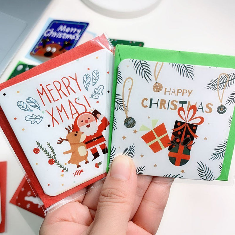 Xmas Patterns Mini Greeting Cards With Envelope Merry Christmas Postcard