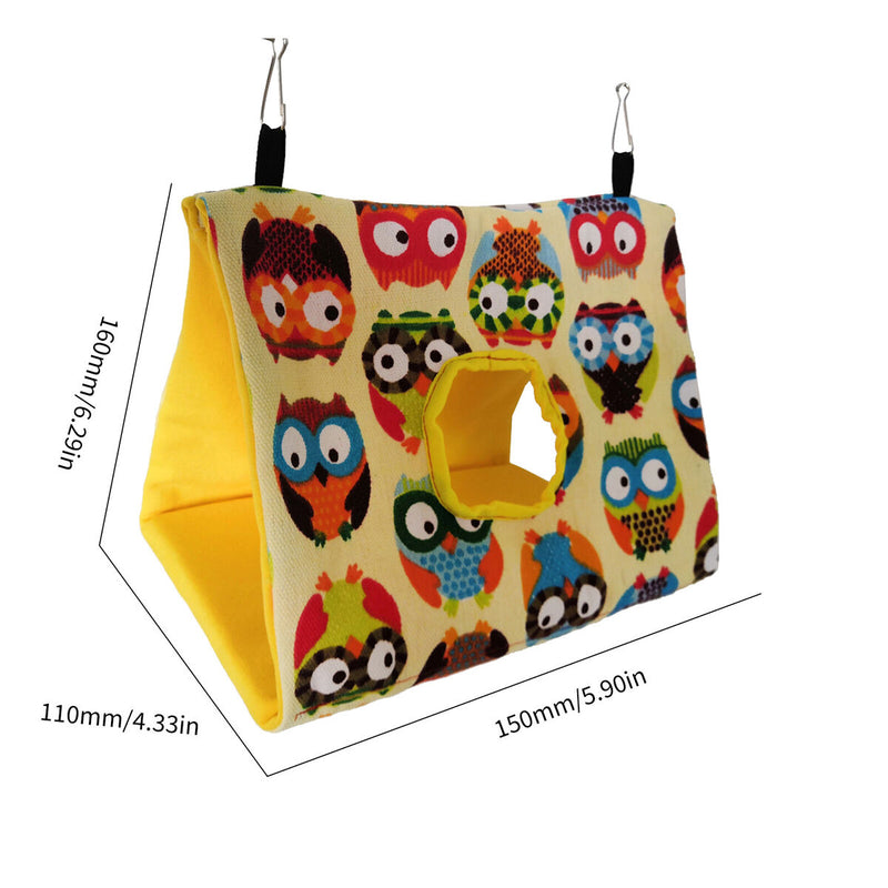 Bird Parrot Nest House Hanging Hammock Cage Sleeping Bed (Yellow Owl S) Newly
