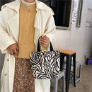 Daily Corduroy Bento Handbag Women Animal Lunch Storage Bag (Zebra Pattern)