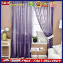4pcs Solid Color Window Curtain Flower Pattern Valance Dark Purple