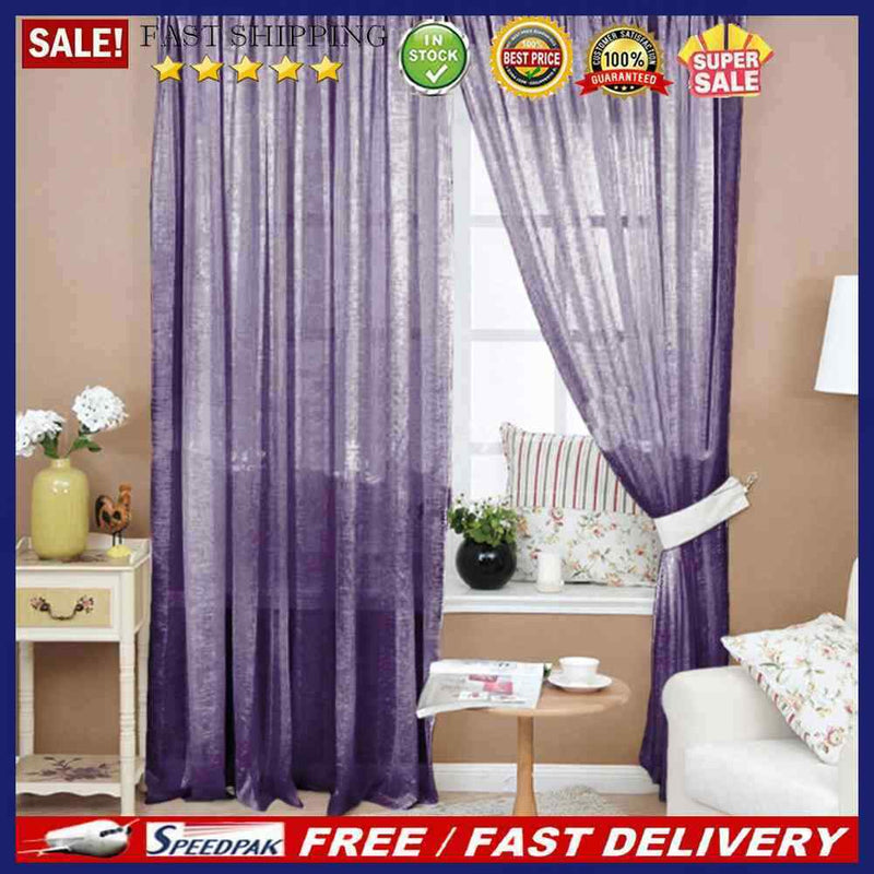 4pcs Solid Color Window Curtain Flower Pattern Valance Dark Purple