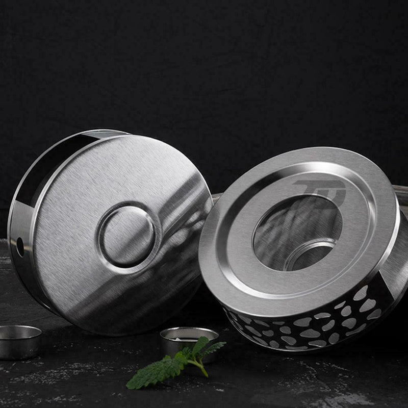 Steel Tea Warmer Teapot Round Base Candle Heater Coffee Milk15*15*5CM H8Q7