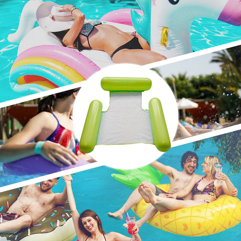 Water Inflatable Floating Net Chair/Swimming Pipes Net Pocket (Grass Green)