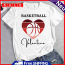 Basketball Love Print Valentines Day Women Summer Short Sleeve Tees Top T-Shirt
