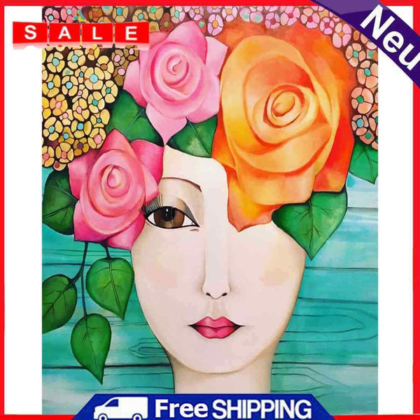 Flower Beauty Oil Paint By Numbers DIY Coloring Picture Kits for Adults Children