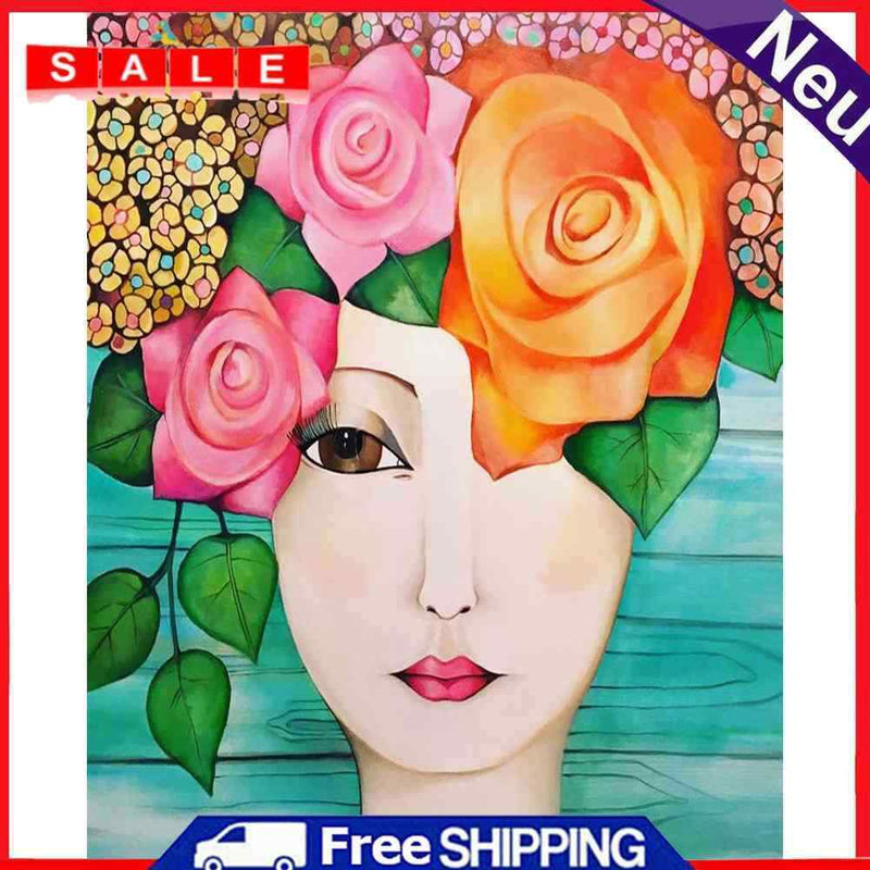 Flower Beauty Oil Paint By Numbers DIY Coloring Picture Kits for Adults Children