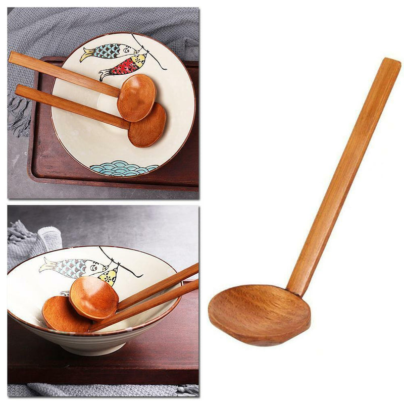 Japanese Style Wooden Ramen Spoon Soup Spoon Utensil Slotted Kitchen Spoon X2S0