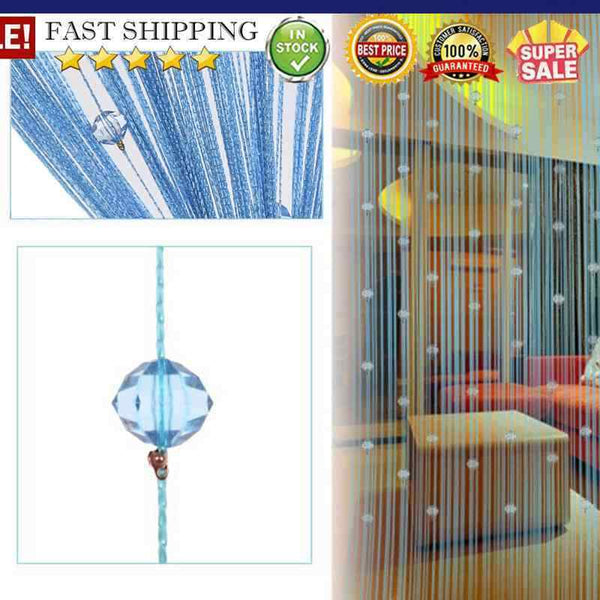 Decorative String Curtain Beads Wall Panel Fringe Room Door Window Blue