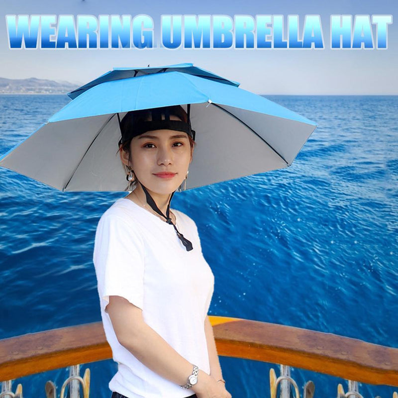 5pcs Foldable Fishing Sunshade Umbrella Hat UV Protection (Lake Blue)