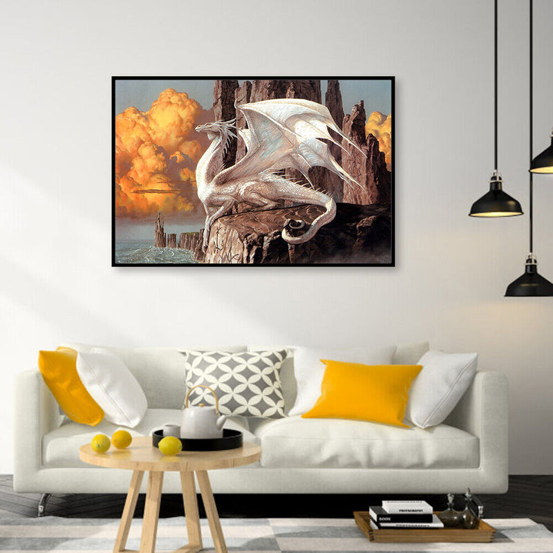 5D DIY Full Round Drill Diamond Painting Cartoon Dragon Home Wall Art Craft Gift