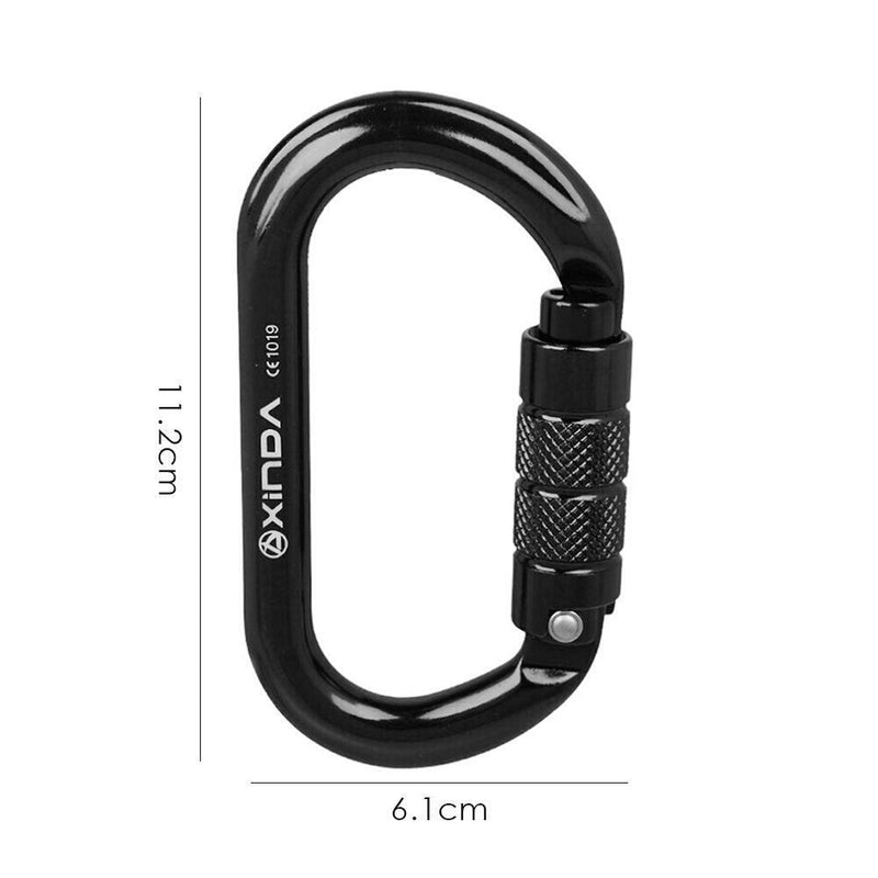 25KN O Shape Safety Auto Master Lock Carabiner Rock Climbing Buckle (Black)