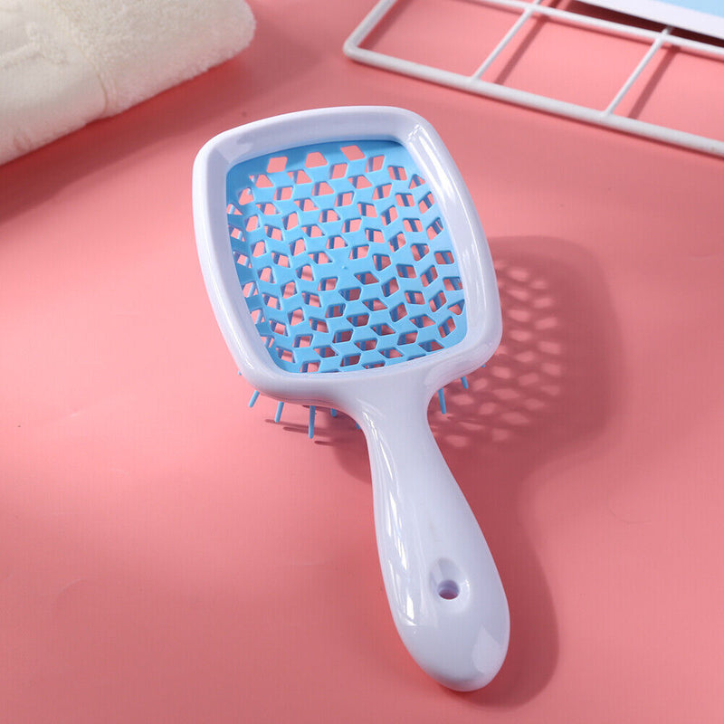 Wide Teeth Air Cushion Combs Scalp Massage Brush Hollow Grid Comb (Blue)