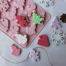 12-Cavity Christmas Snowman Silicone Mold Fondant Chocolate Cake Baking Mould