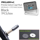 RISK MTB Road Bike Valve Cap Set Dustproof Tire Valve Cover (Black FV+Tool)