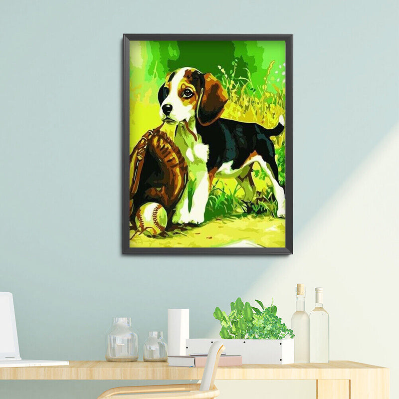DIY Digital Oil Painting Dog and Baseball No Frame Picture By Number Home Craft