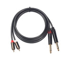 4.9ft Dual 6.35mm 1/4 TS Mono Male to Dual RCA Male Adapter Audio Cable Newly