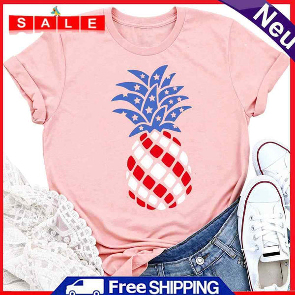 Independence Day Pineapple Tea T-Shirt (Pink XXXL)