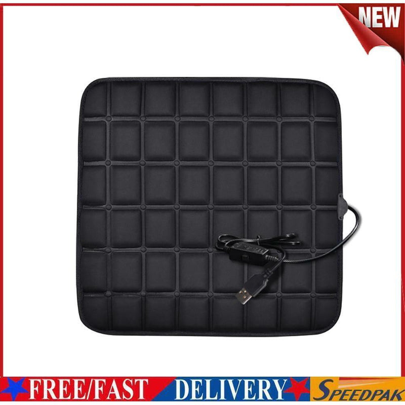 5V USB Heated Car Seat Cover Protector Front Seat Pad Chair Cushion (Black)