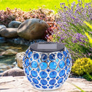 Solar LED Hollow Hanging Ball Light Outdoor Waterproof Garden Lamp (Blue) Newly