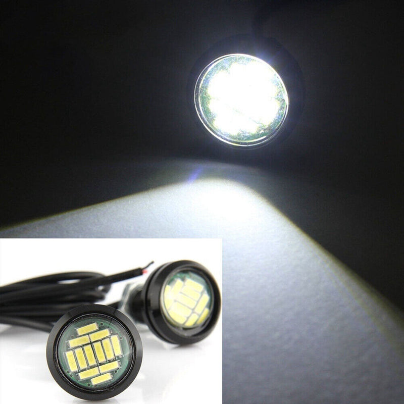 2pcs White Eagle Eye LED DRL Reverse Backup Turn Signal Light for Car Motorcycle
