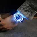 Luminous Watch Fashion LED Flash Light Round Dial Rhinestone Wristwatch Gifts