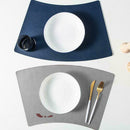 6pcs gray blue 30*50 fan-shaped placemat*1pcs32*32 round mat Q5J9