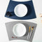 6pcs gray blue 30*50 fan-shaped placemat*1pcs32*32 round mat Q5J9